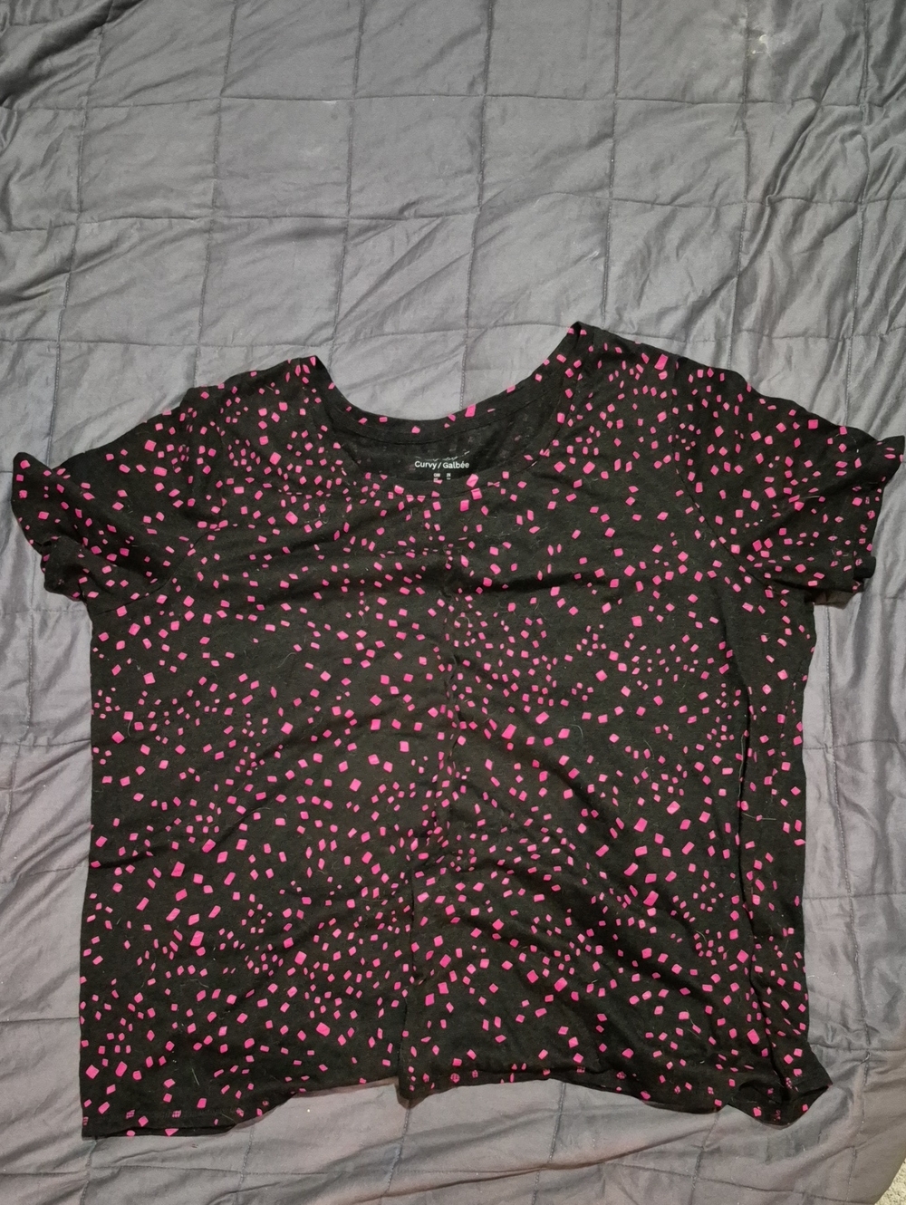 Penningtons Black Short-Sleeve Tee with Hot Pink Confetti Print